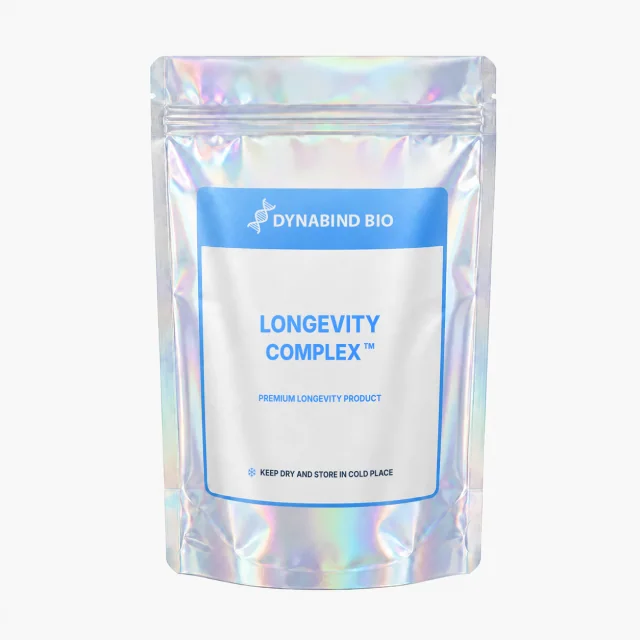 Longevity Complex™ supplement pouch for multi-pathway healthy-aging and cellular-maintenance research by DynaBind Bio